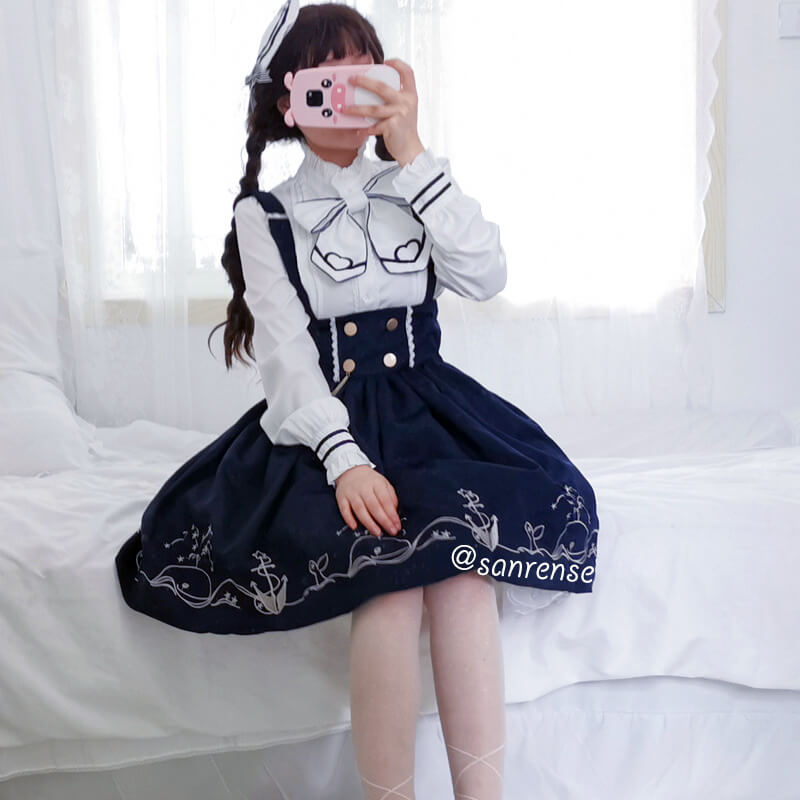 Japanese Anchor Sailor Shirt Skirt Suit