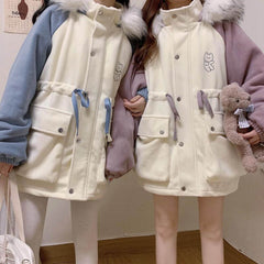 Japanese Bear Plush Hooded Cotton Coat