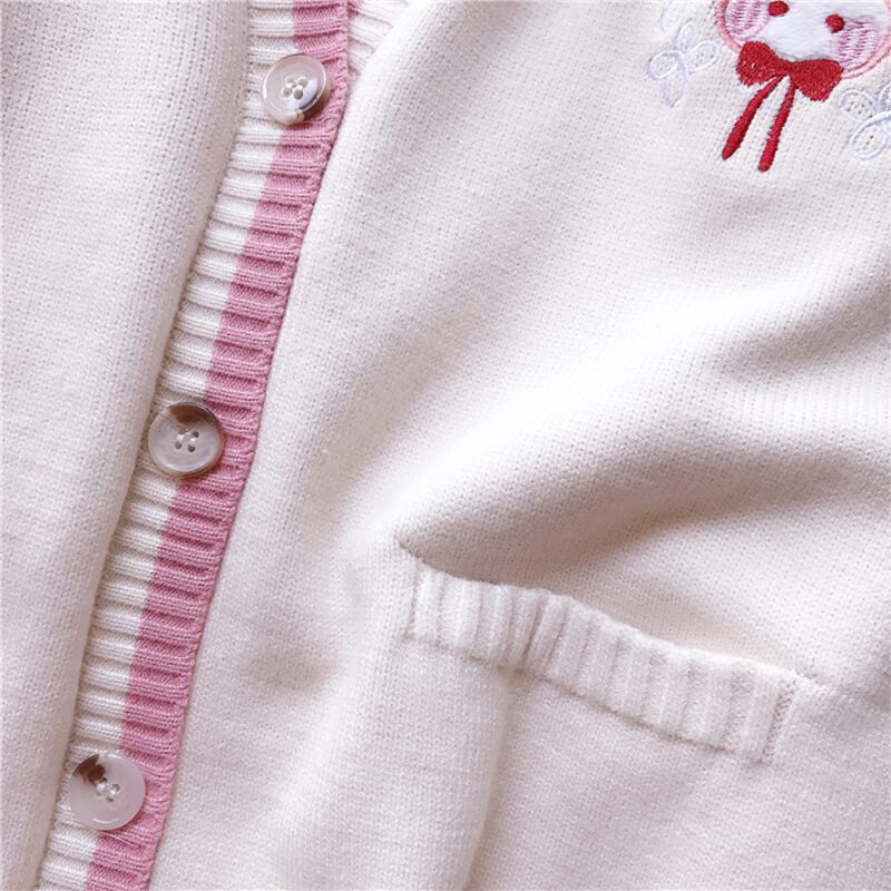 Japanese Cherry Rabbit Knit Cardigan Sweater