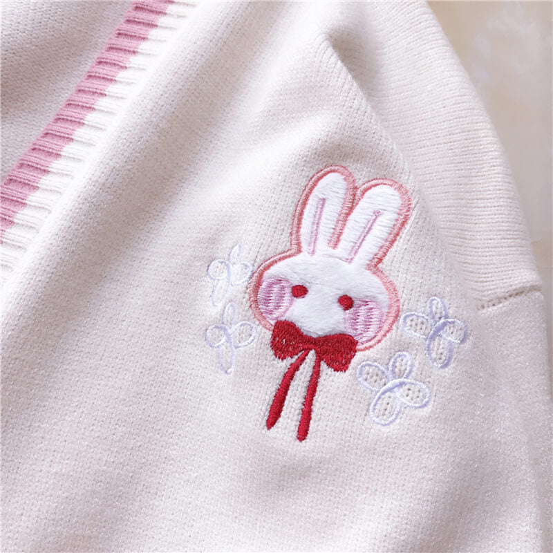 Japanese Cherry Rabbit Knit Cardigan Sweater