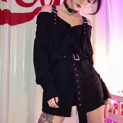 Metal Buckle Belt Shirt Skirt