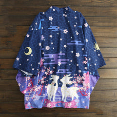 Japanese Sakura Deer Flower Moon Sunscreen Kimono