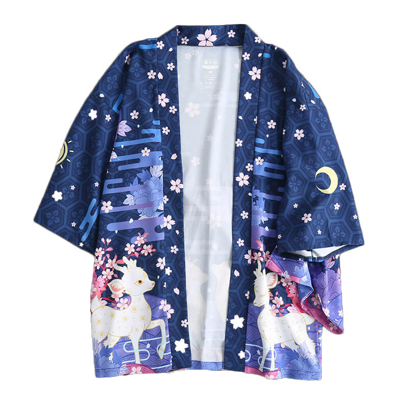 Japanese Sakura Deer Flower Moon Sunscreen Kimono