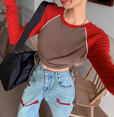 Vintage Raglan Long Sleeve Crop Top