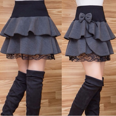 Gray/Black Bowknot Skirt