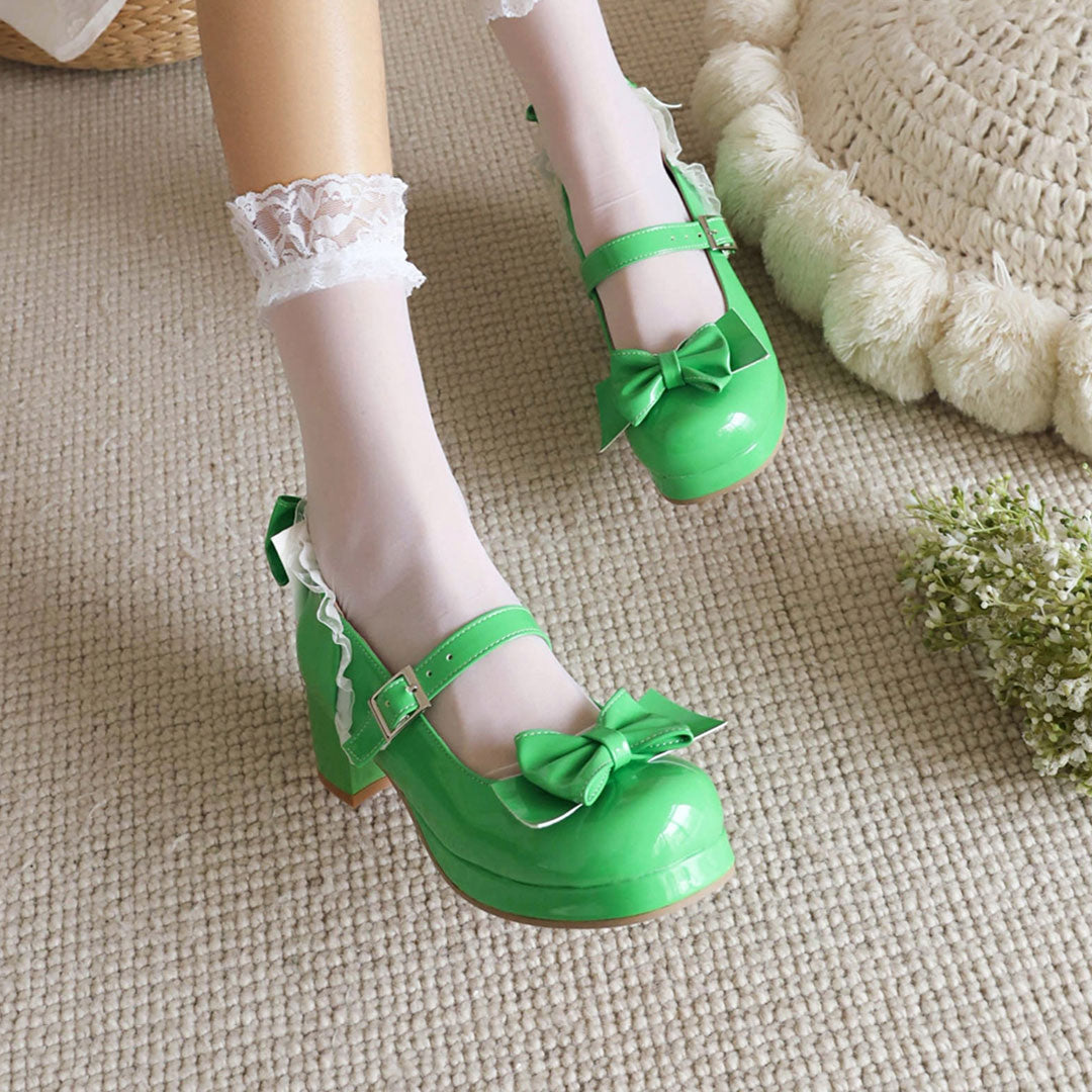 Kawaii Cosplay Lolita Bow Heels Shoes