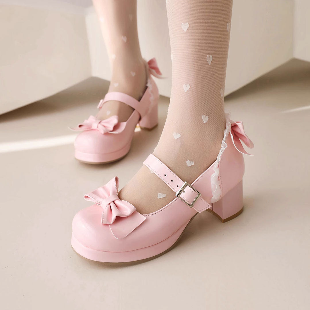 Kawaii Cosplay Lolita Bow Heels Shoes