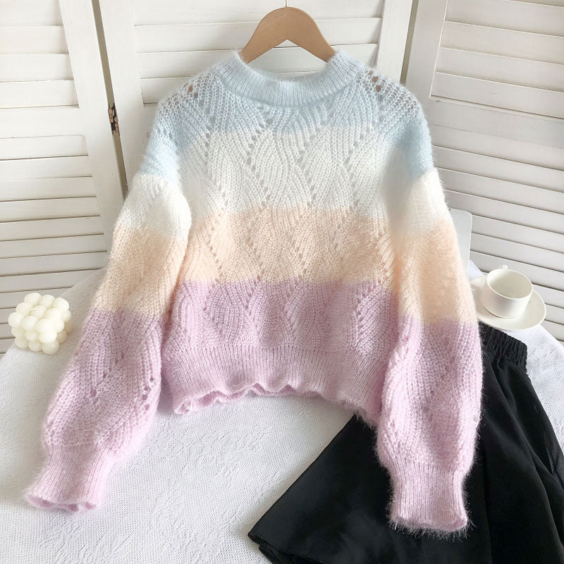 Kawaii Rainbow Striped Sweater