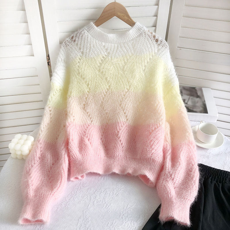 Kawaii Rainbow Striped Sweater