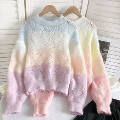 Kawaii Rainbow Striped Sweater