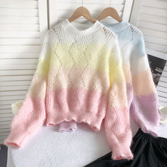 Kawaii Rainbow Striped Sweater