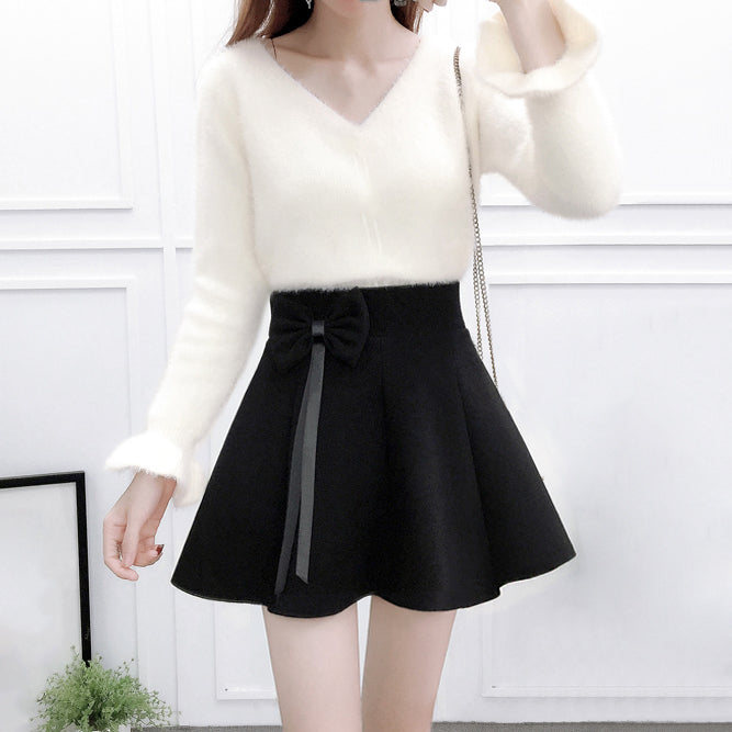 Kawaii Sweater Bow Skirt Set