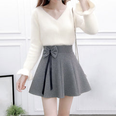 Kawaii Sweater Bow Skirt Set