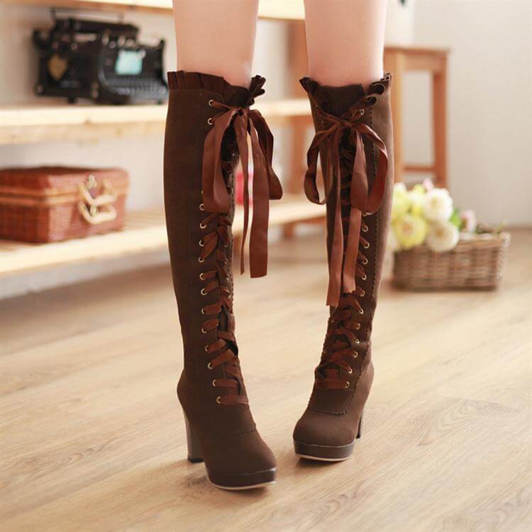 Fashion Bow Lace High Boots