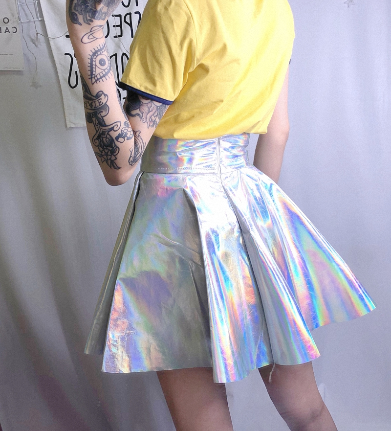 Harajuku Silver Tall Waist Skirt