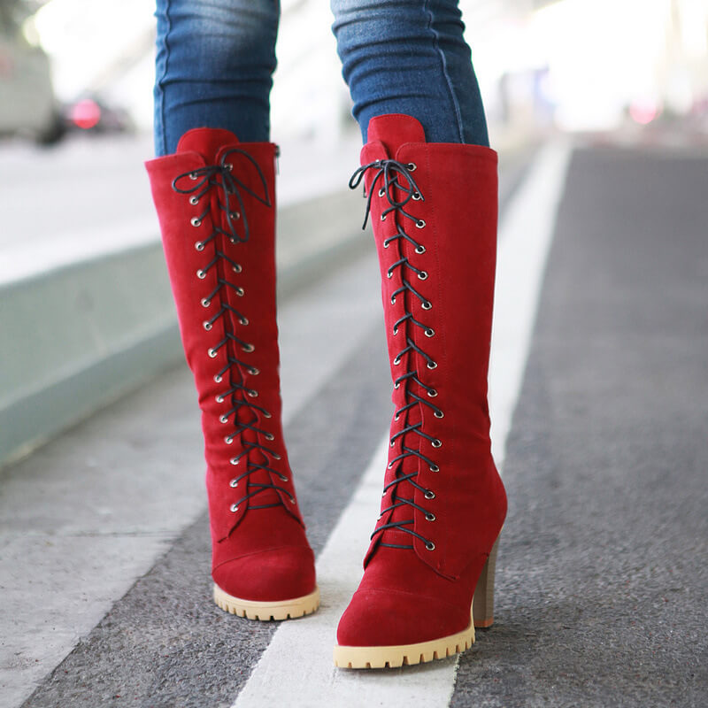 Lace-up Heel Boots