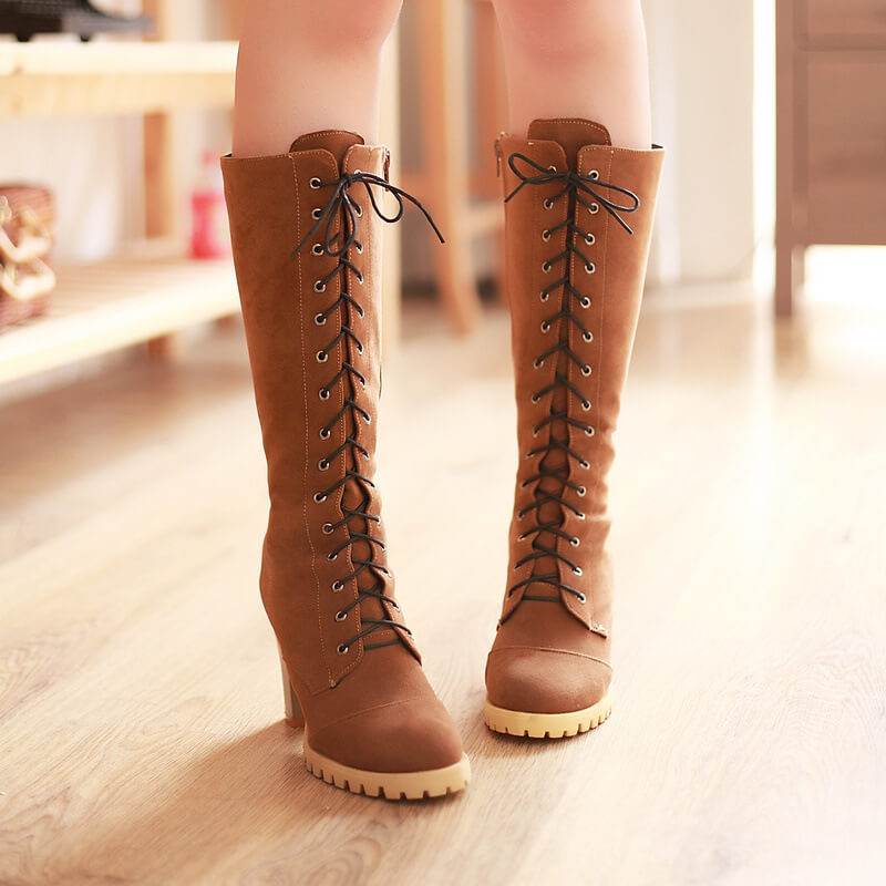 Lace-up Heel Boots