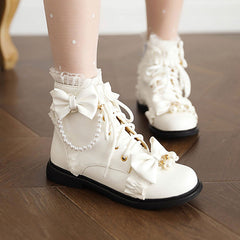 Lace Bow Ankle Boots