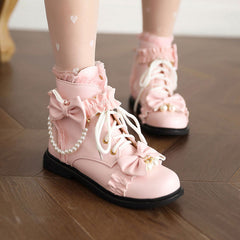 Lace Bow Ankle Boots