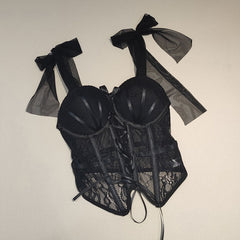 Lace Bow Bustier Set
