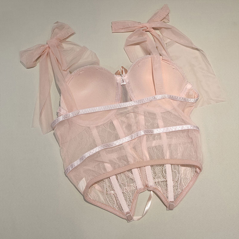 Lace Bow Bustier Set