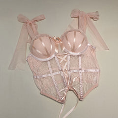 Lace Bow Bustier Set