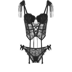 Lace Bow Bustier Set