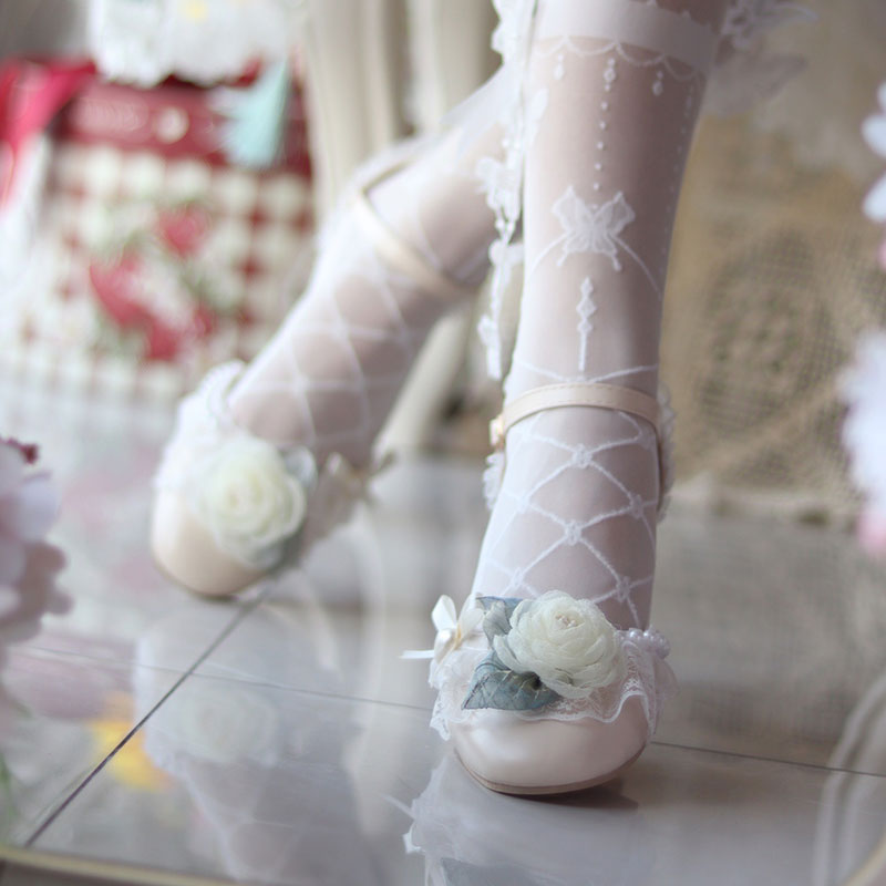 Lace Bow Flower Shoes