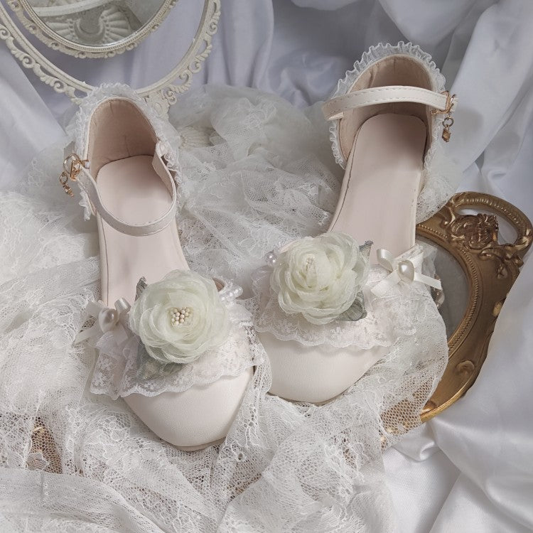 Lace Bow Flower Shoes
