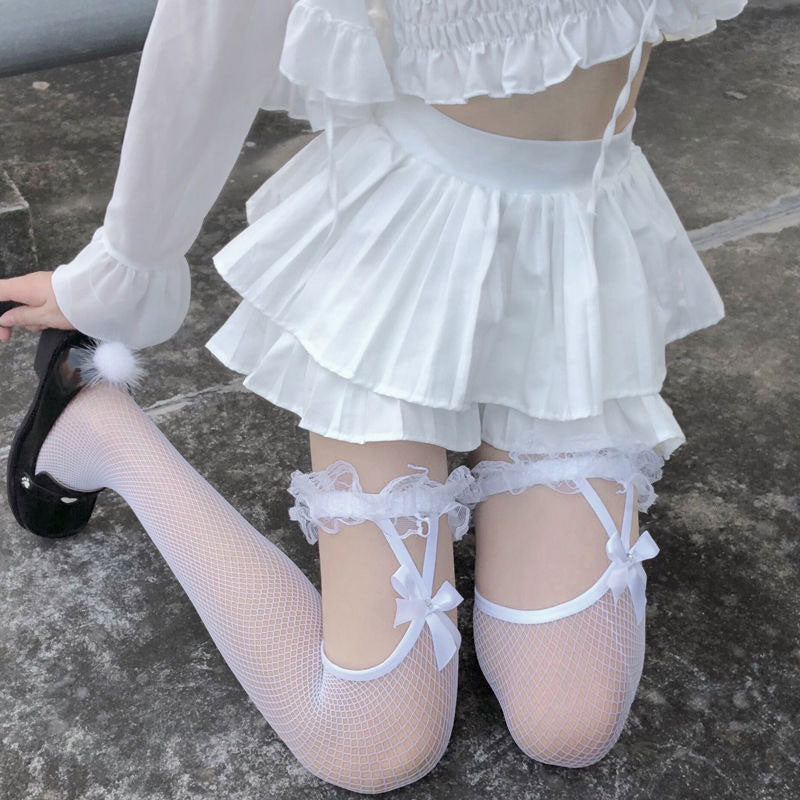 Lace Bow Mesh Stockings
