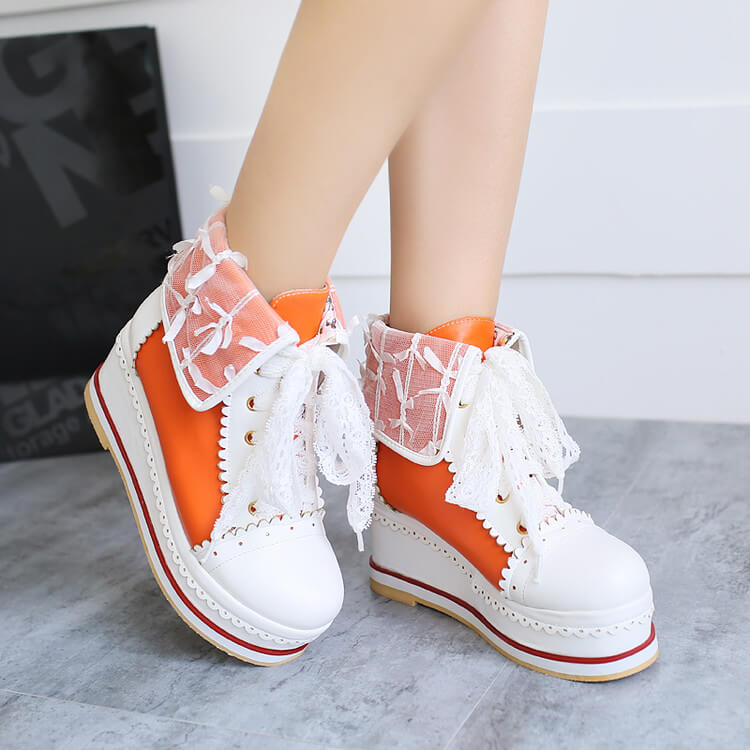 Lace Bow Platform Boots