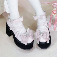 Lace Bow Platform Shoes