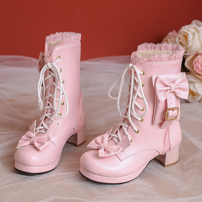 Lace Bow Pocket Boots