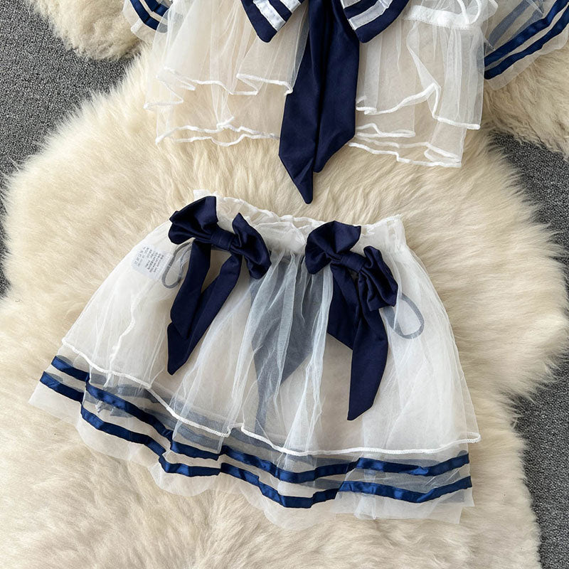 Lace Bow Sailor Suit