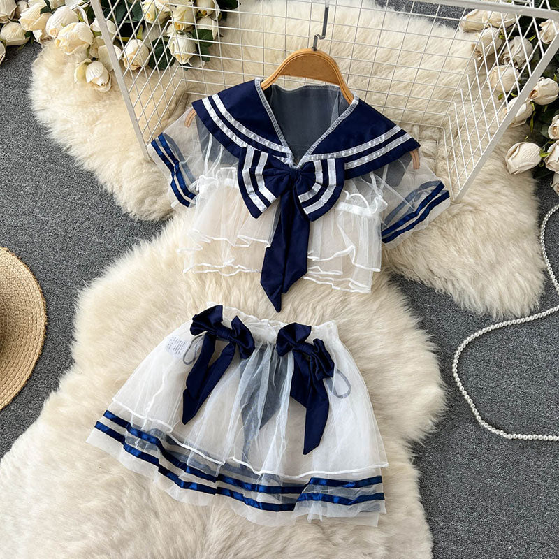 Lace Bow Sailor Suit