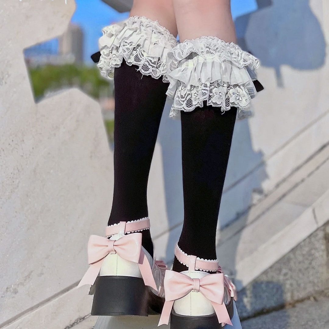 Lace Bow Flower Socks