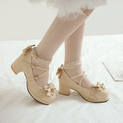 Lace Bow Star Lolita Shoes