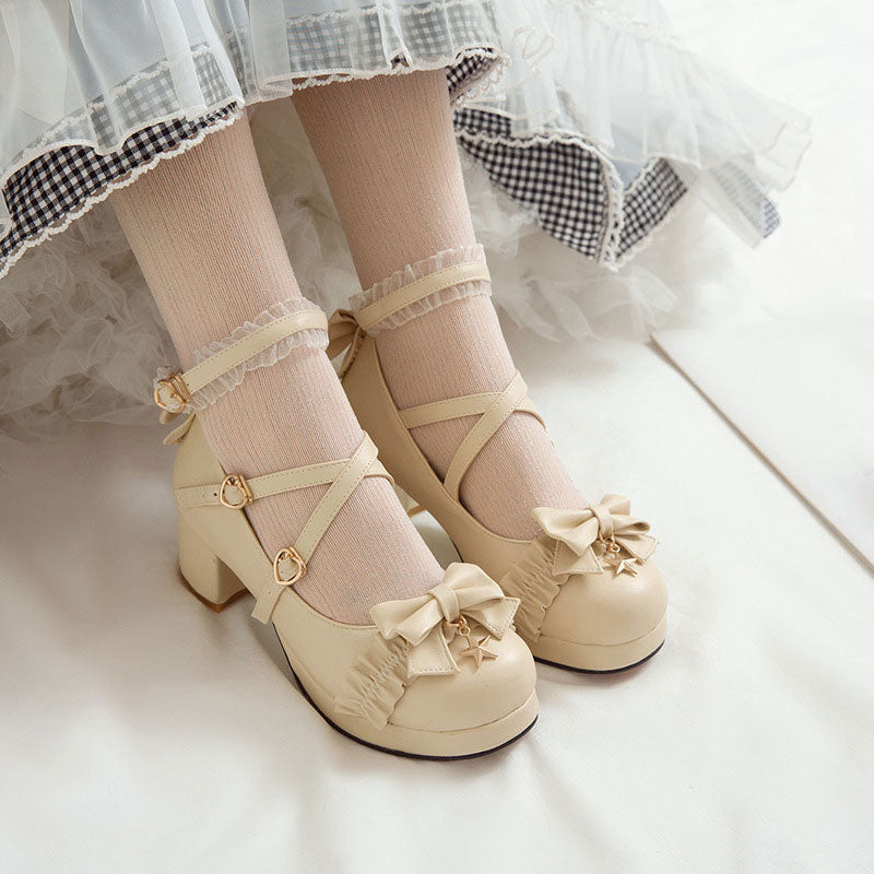 Lace Bow Star Lolita Shoes