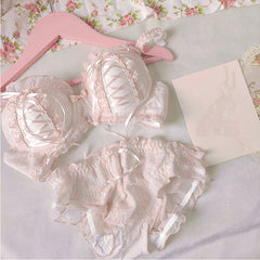 Lace Floral Bow Underwear Set