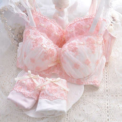 Lace Floral Bow Underwear Set