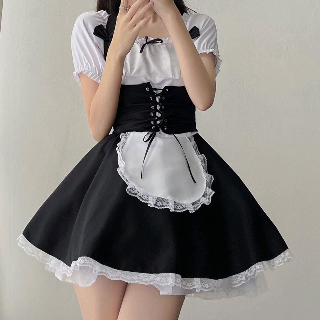 Lace Flower Bow Maid Dress