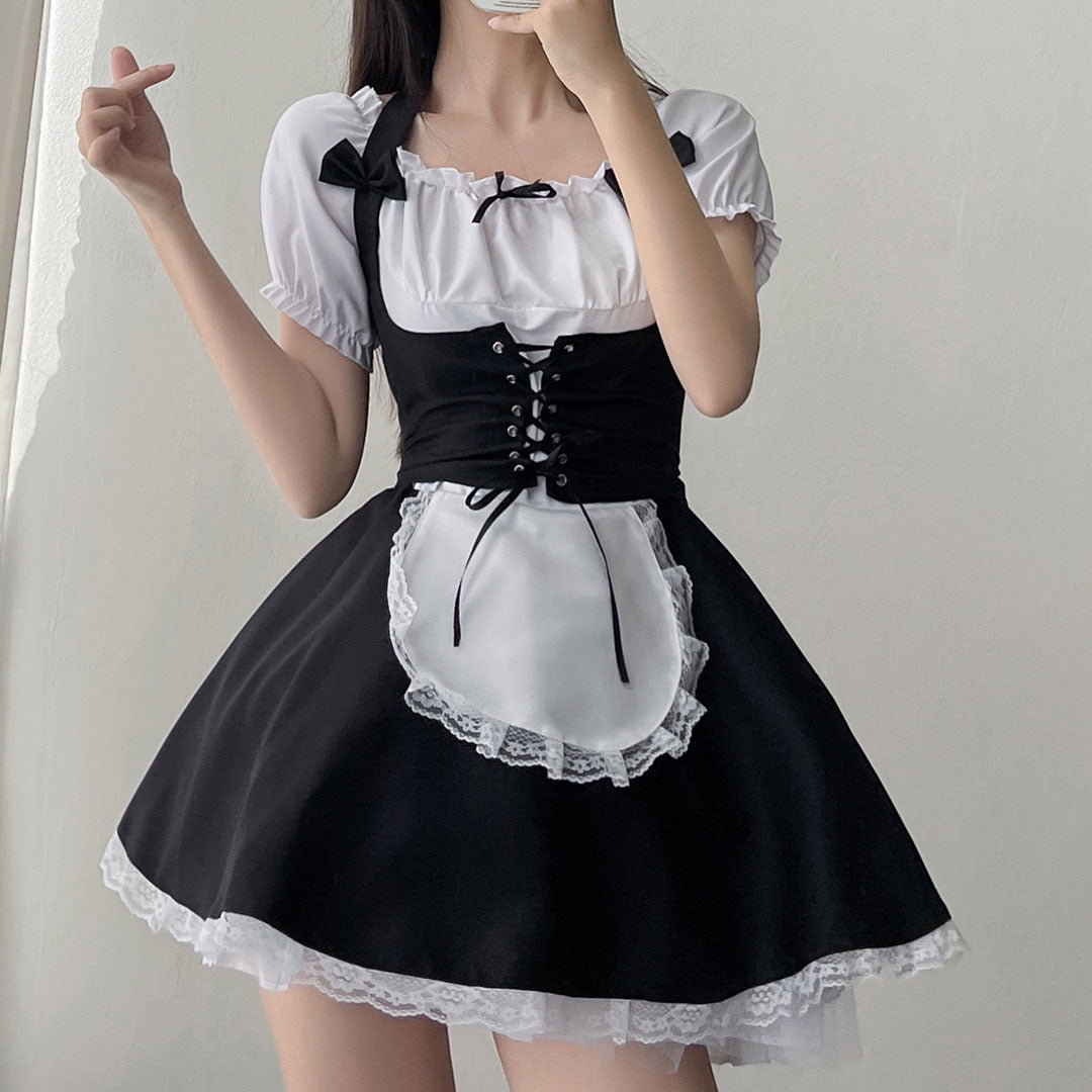 Lace Flower Bow Maid Dress