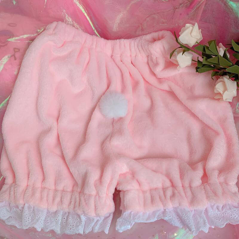 Lace Plush Pumpkin Shorts