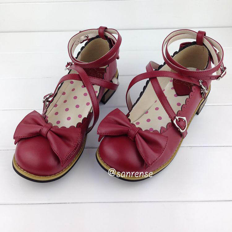 Lolita With Cross Straps Bow Shoes