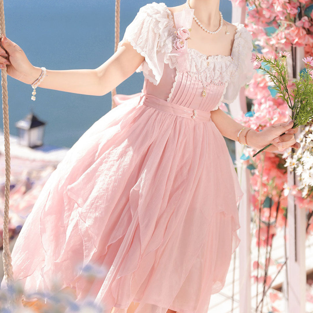 Lolita Lace Floral Pink Dress