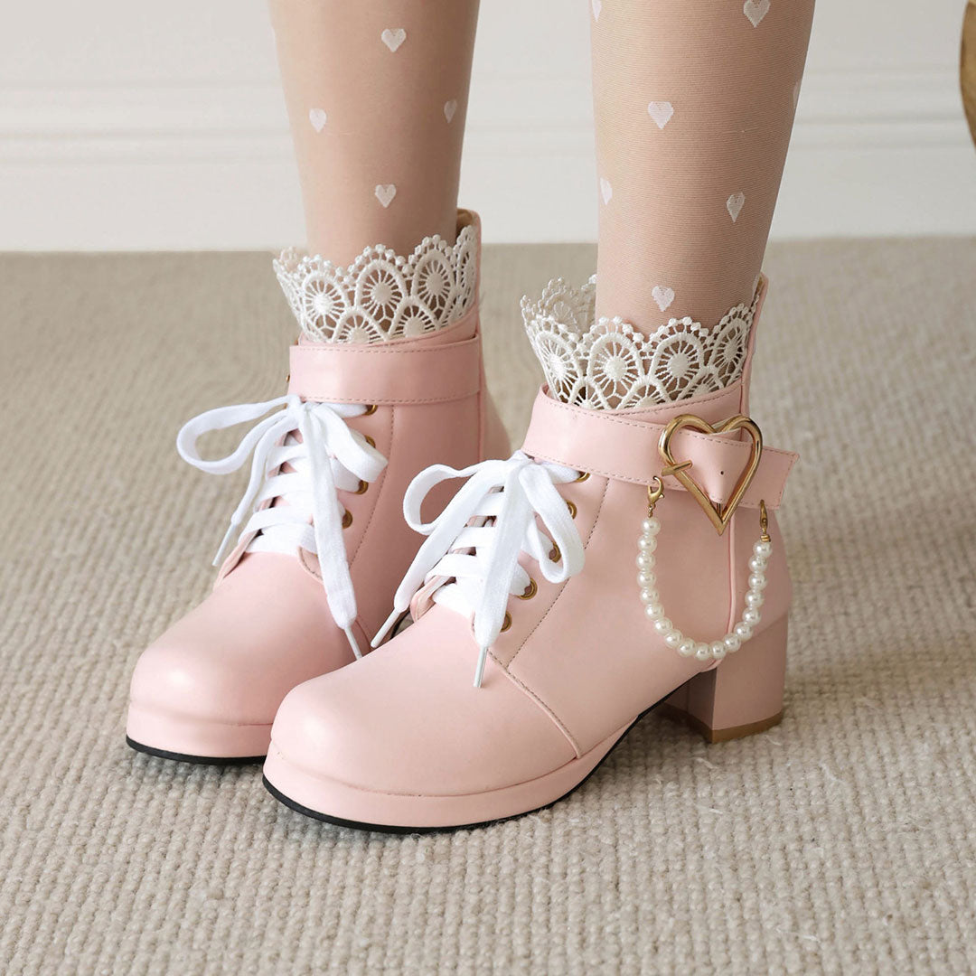 Love Beaded Flower Ankle Boots