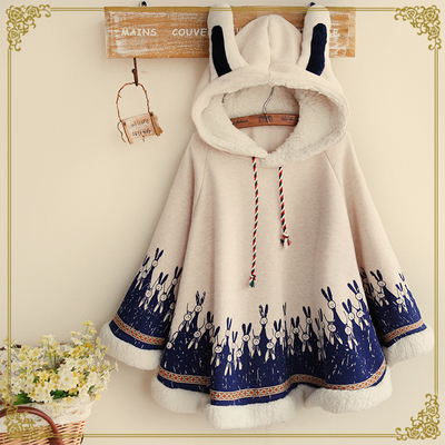 Bunny Ears Hooded Cloak Coat