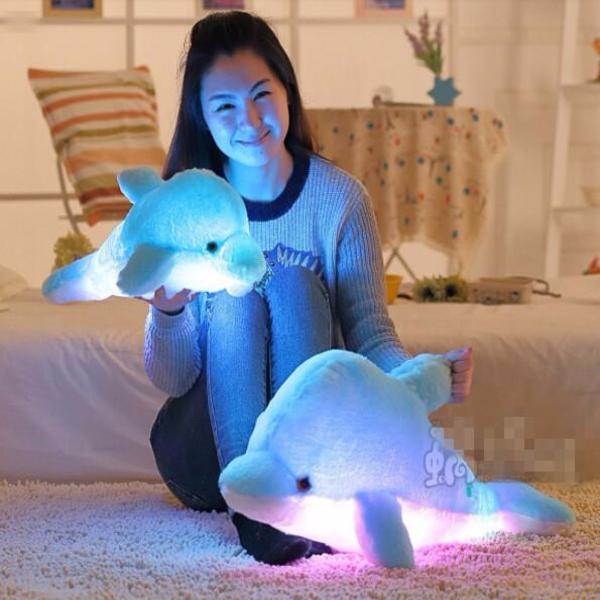 Cute Kawaii Cartoon Dolphins Luminous Hold Pillow