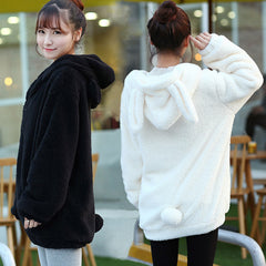 Cute Cartoon Hooded Plush Coat