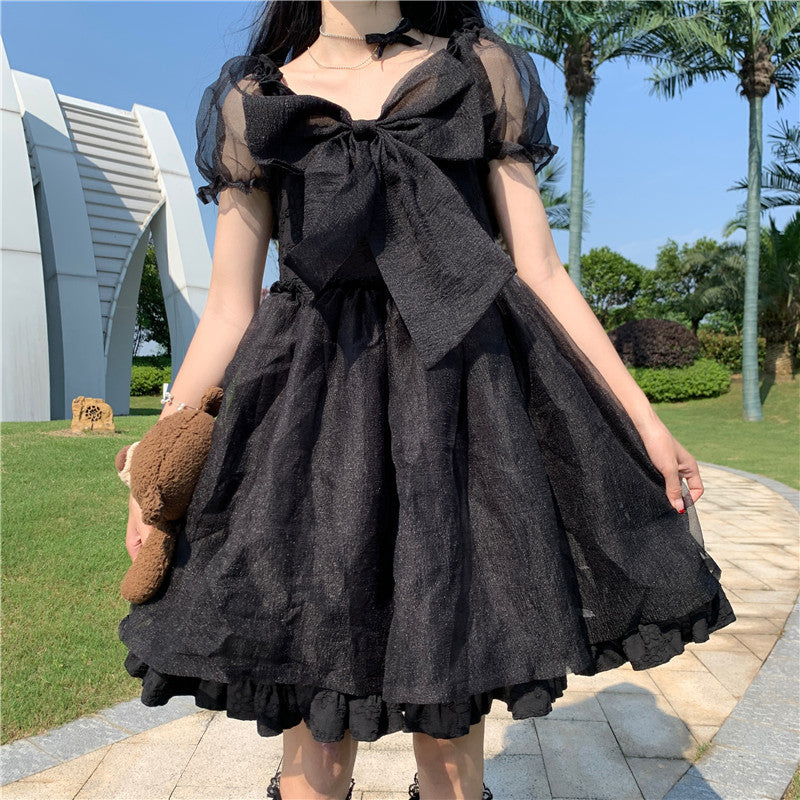 Vestido Lolita con cintura estrecha y falda abullonada